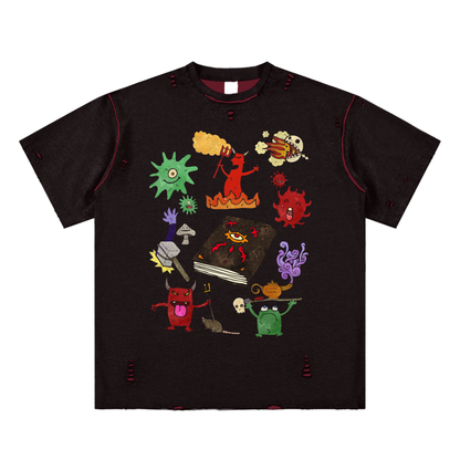 Demons Unisex Reversible Frayed T-shirt