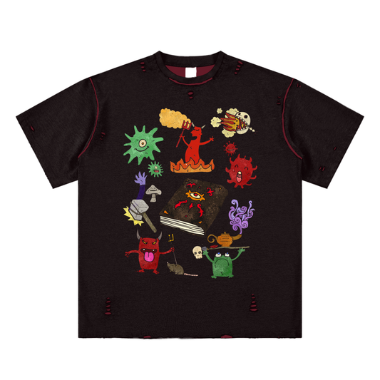 Demons Unisex Reversible Frayed T-shirt