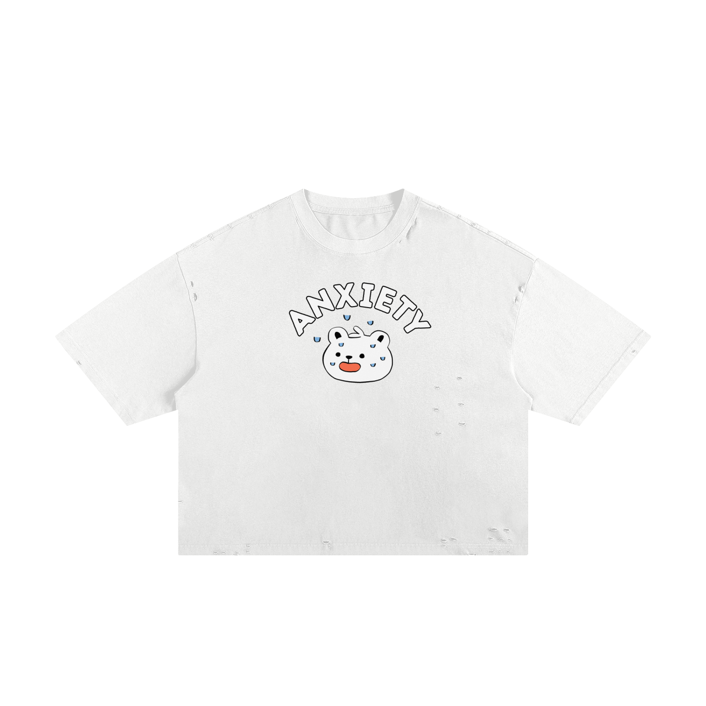 Anxiety Polar Bear Unisex Classic Frayed Boxy Tee