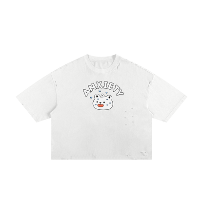 Anxiety Polar Bear Unisex Classic Frayed Boxy Tee