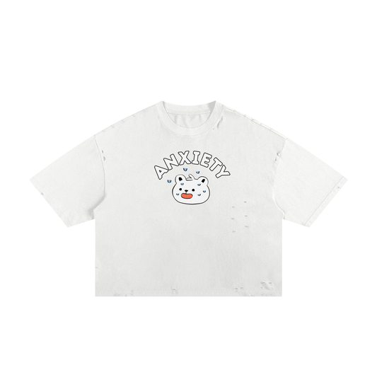 Anxiety Polar Bear Unisex Classic Frayed Boxy Tee