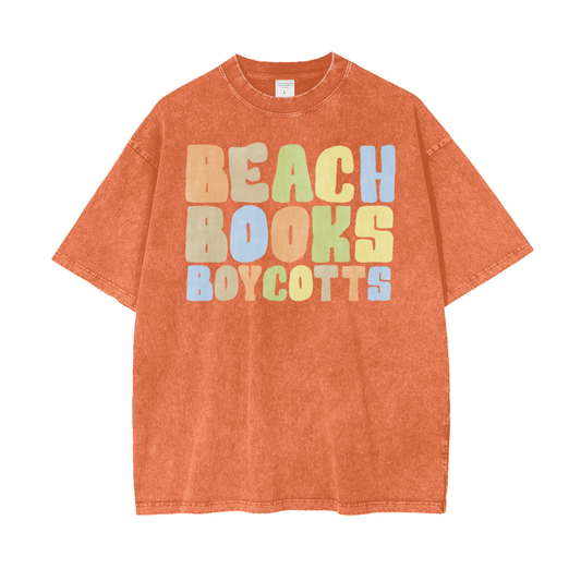 Beach Books Unisex Oversize Snow Washed T-Shirt
