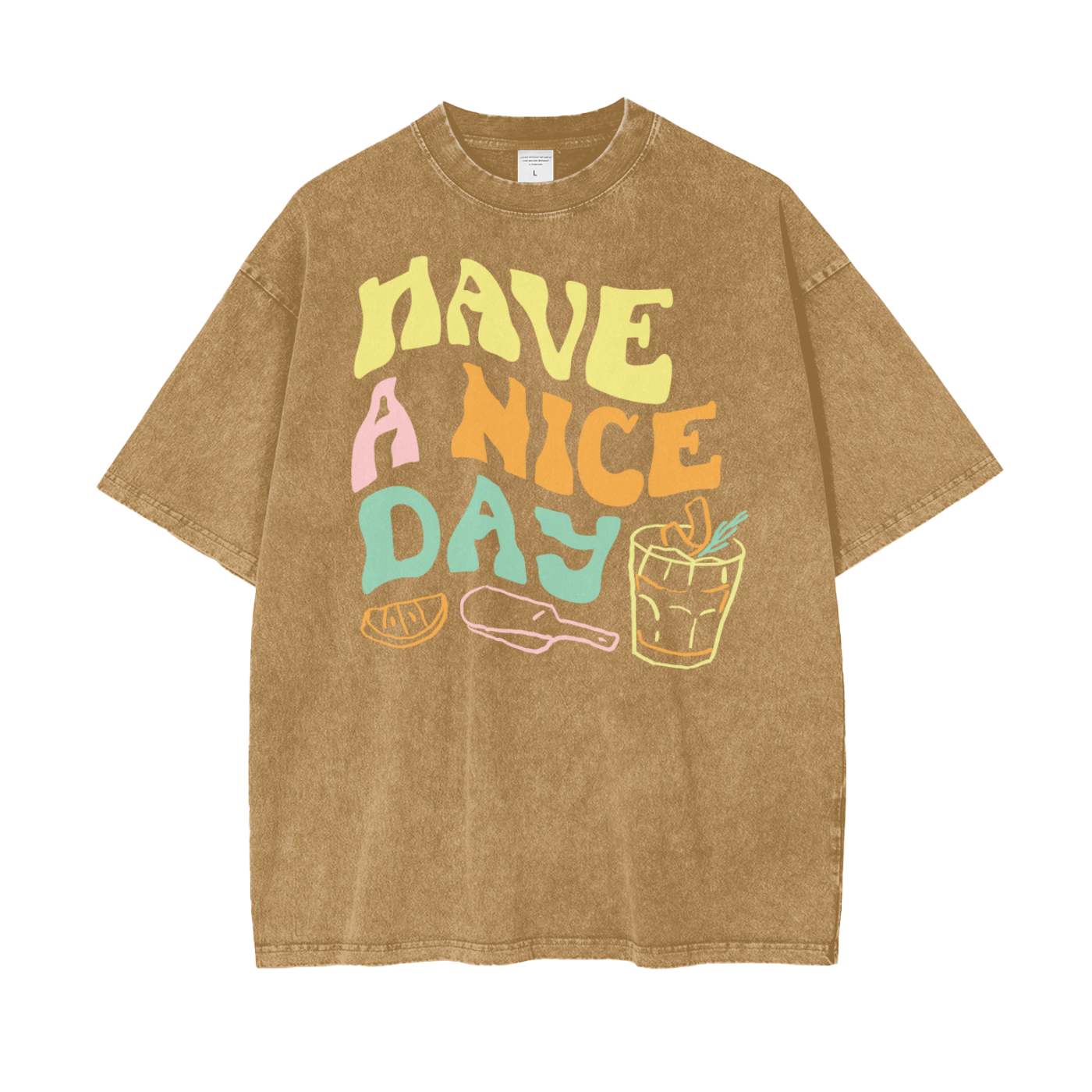 Nice Day Drinks Unisex Oversize Snow Washed T-Shirt