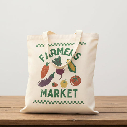 Farmers Market Cotton Canvas Tote Bag