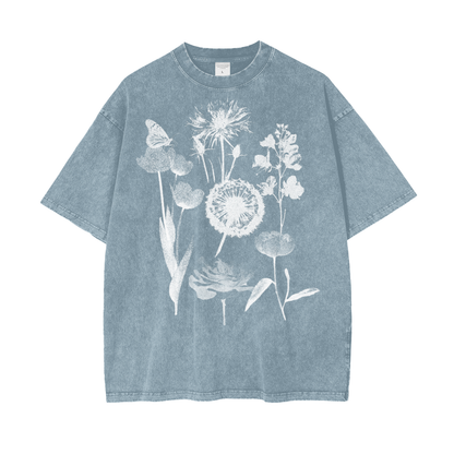 Film Flowers Unisex Oversize Snow Washed T-Shirt
