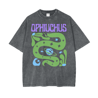 Zodiac Ophiuchus Psychedelic Snow Washed T-Shirt