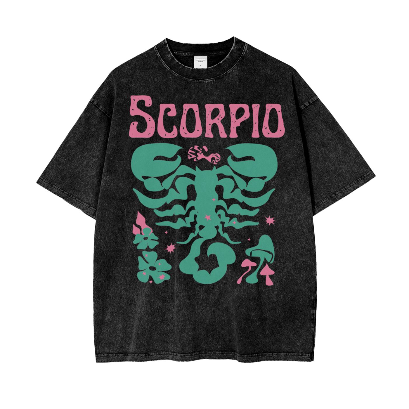 Zodiac Scorpio Psychedelic Unisex Oversized Snow Washed T-Shirt