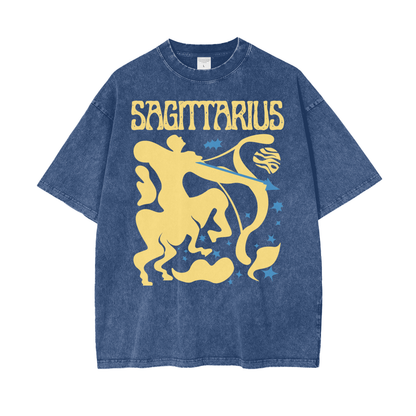 Zodiac Sagittarius Psychedelic Snow Washed T-Shirt