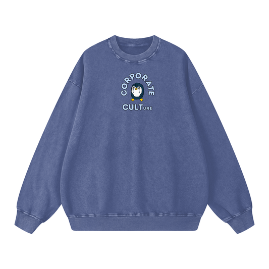 Poor Penguin Acid Wash Oversize Sweatshirt