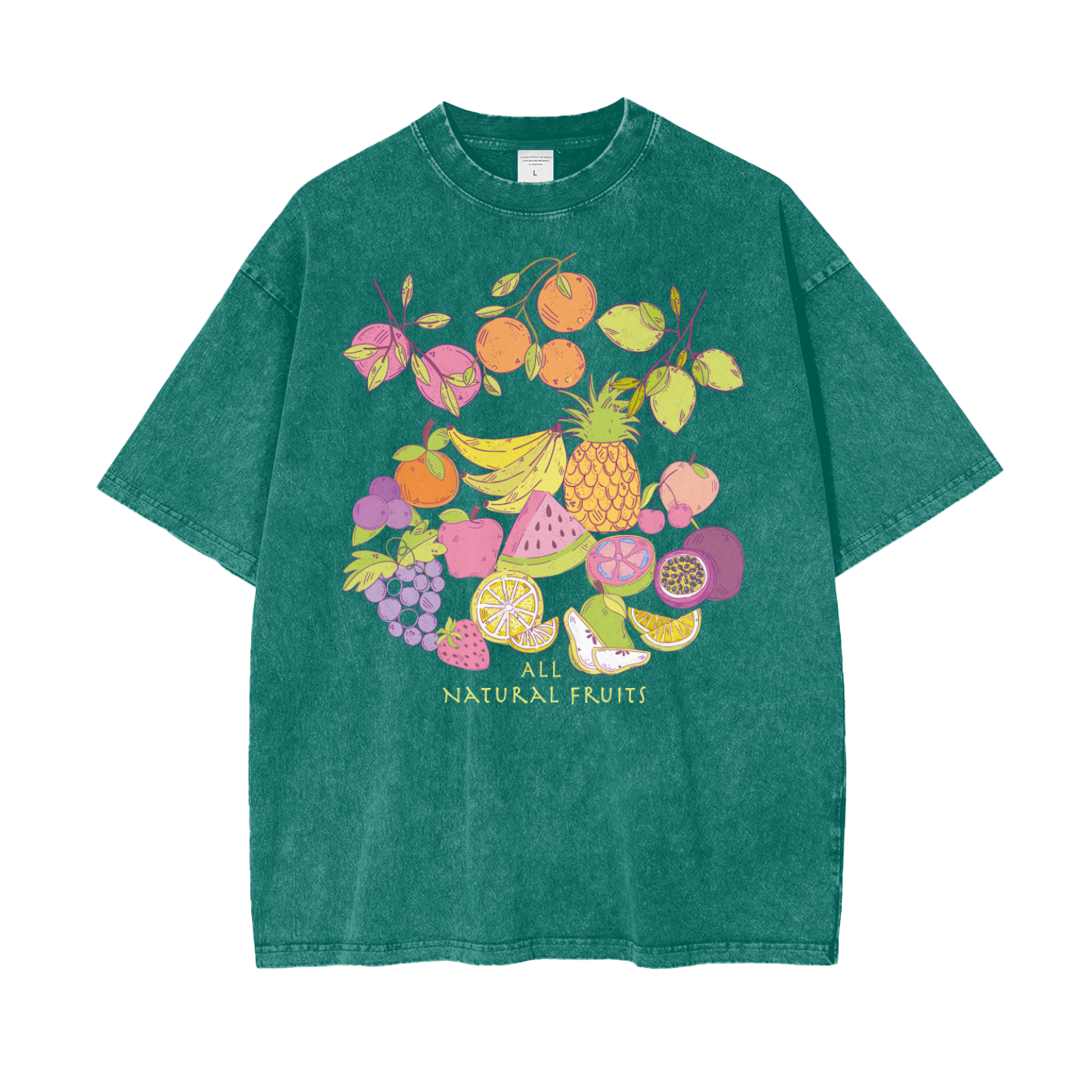 Natural Fruits Unisex Oversize Snow Washed T-Shirt