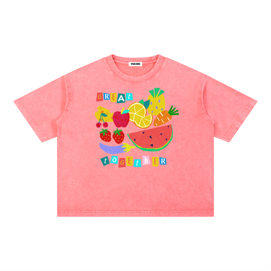 Great Fruits Mineral Wash Oversized Boxy Cotton Unisex T-Shirt