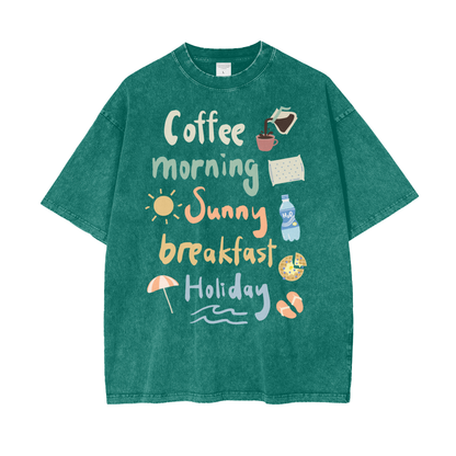 Morning Coffee Unisex Oversize Snow Washed T-Shirt