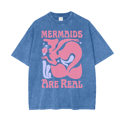Mermaids Unisex Oversize Snow Washed T-Shirt
