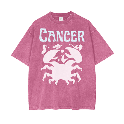 Zodiac Cancer Psychedelic Snow Washed T-Shirt