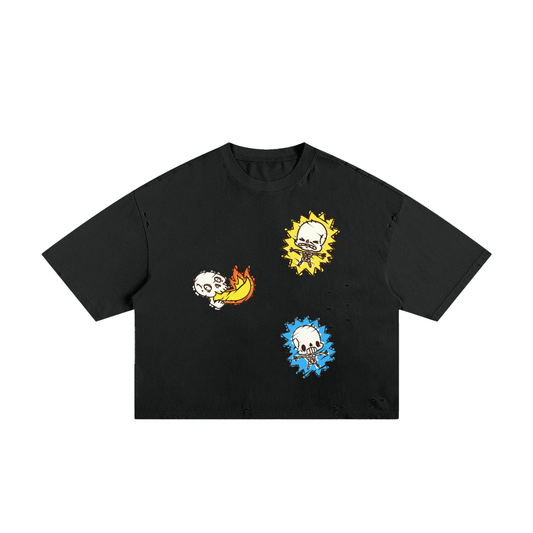 Electric Shock Skeletons Classic Frayed Boxy Tee