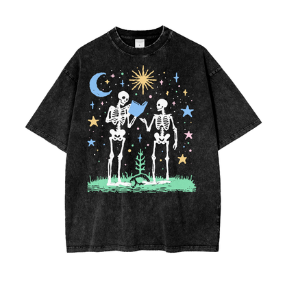 Skeletons Read Unisex Oversize Snow Washed T-Shirt
