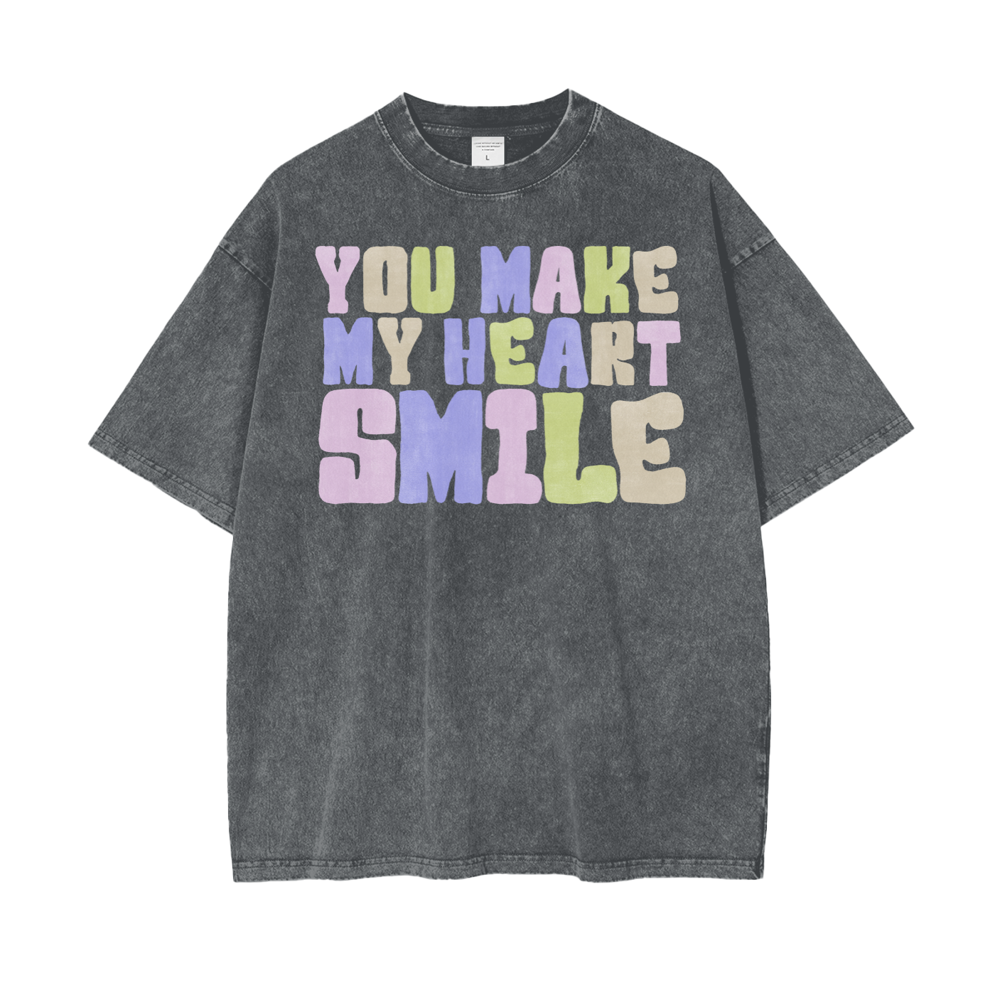 Heart Smile Unisex Oversize Snow Washed T-Shirt