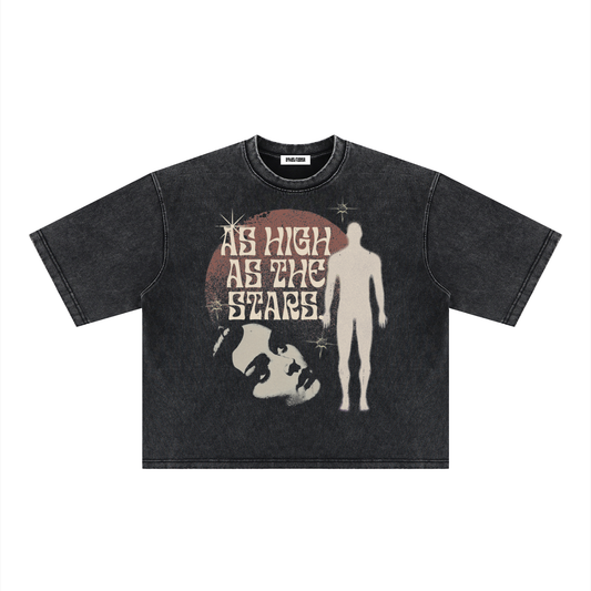 High Stars Unisex Oversized Mineral Wash Boxy T-Shirt