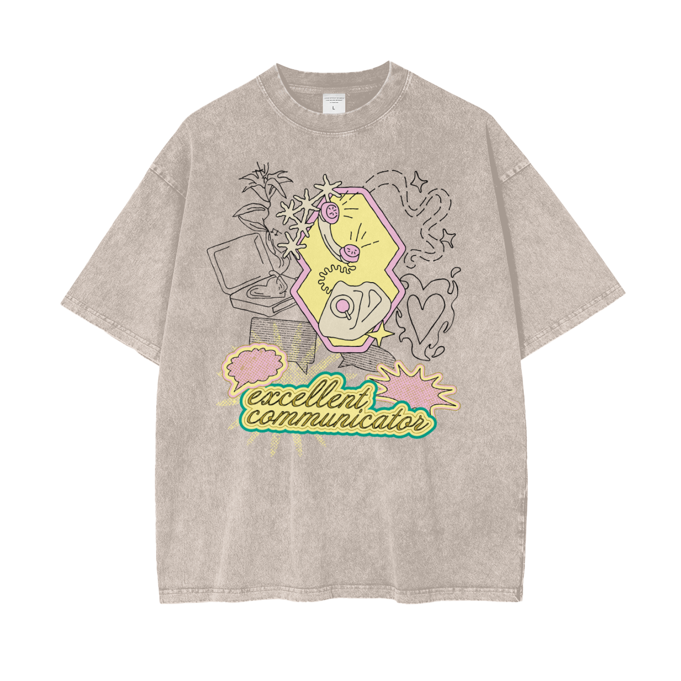 Telephone Unisex Oversize Snow Washed T-Shirt