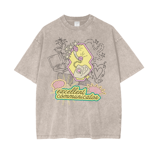 Telephone Unisex Oversize Snow Washed T-Shirt
