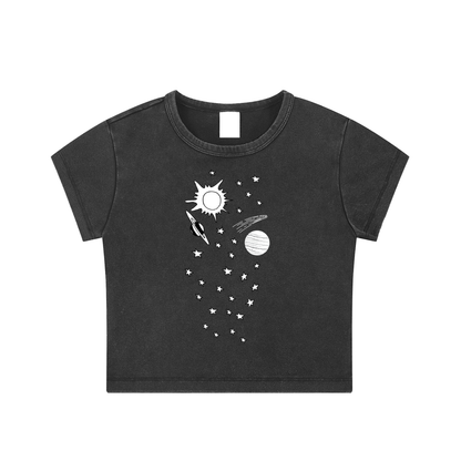 Space Stars Snow Washed Crop Top