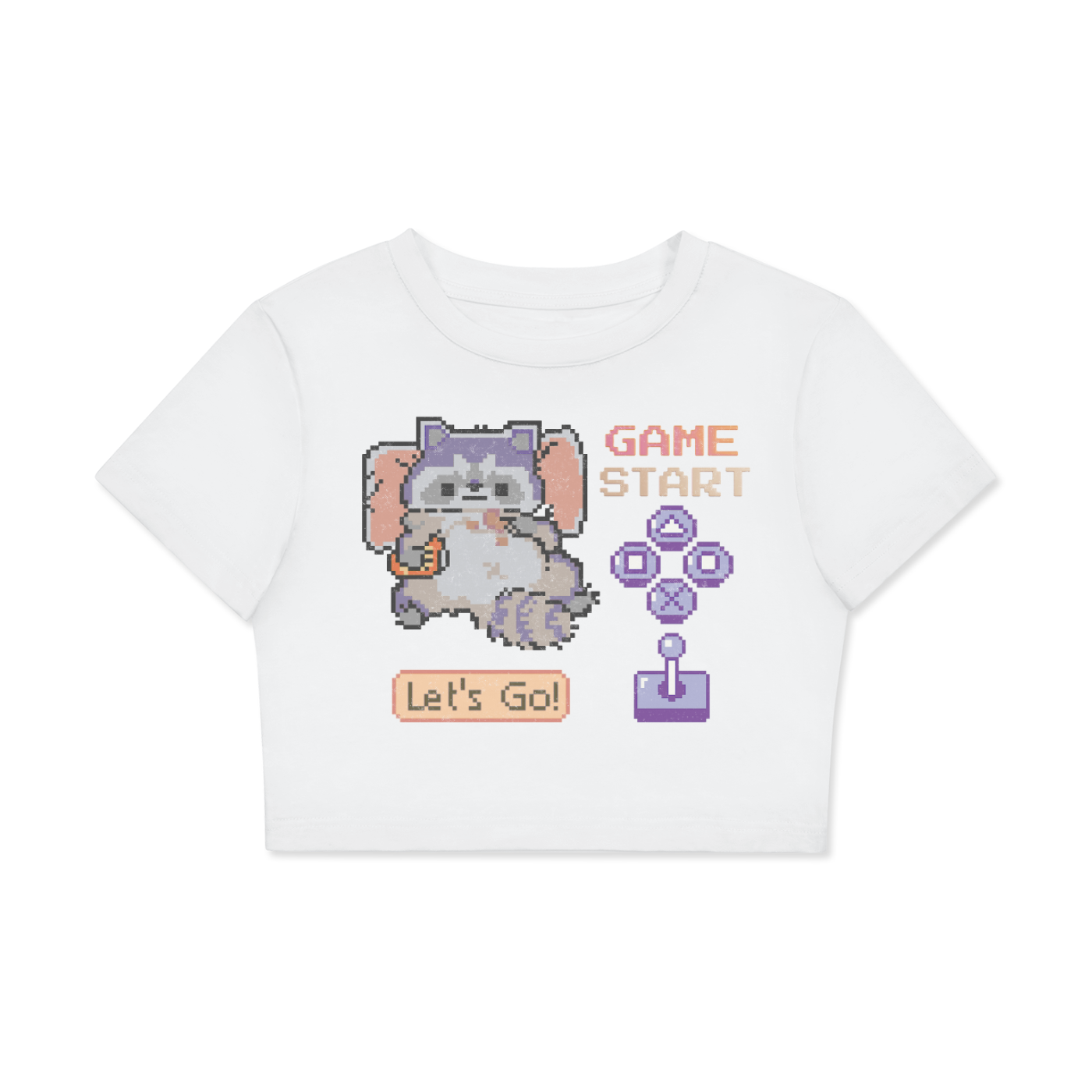 Raccoon Game Petite Cotton Crop Top