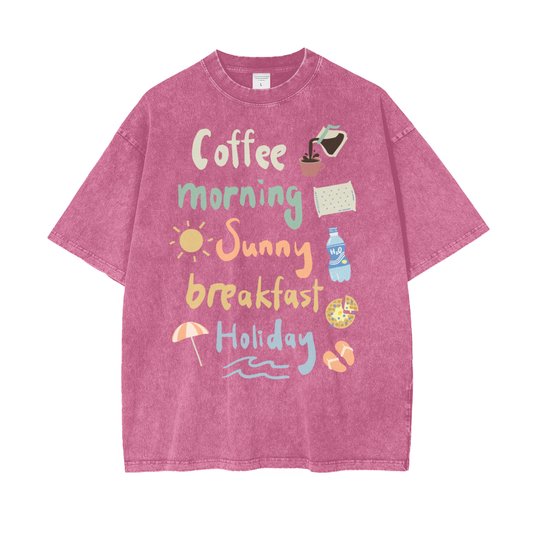 Morning Coffee Unisex Oversize Snow Washed T-Shirt