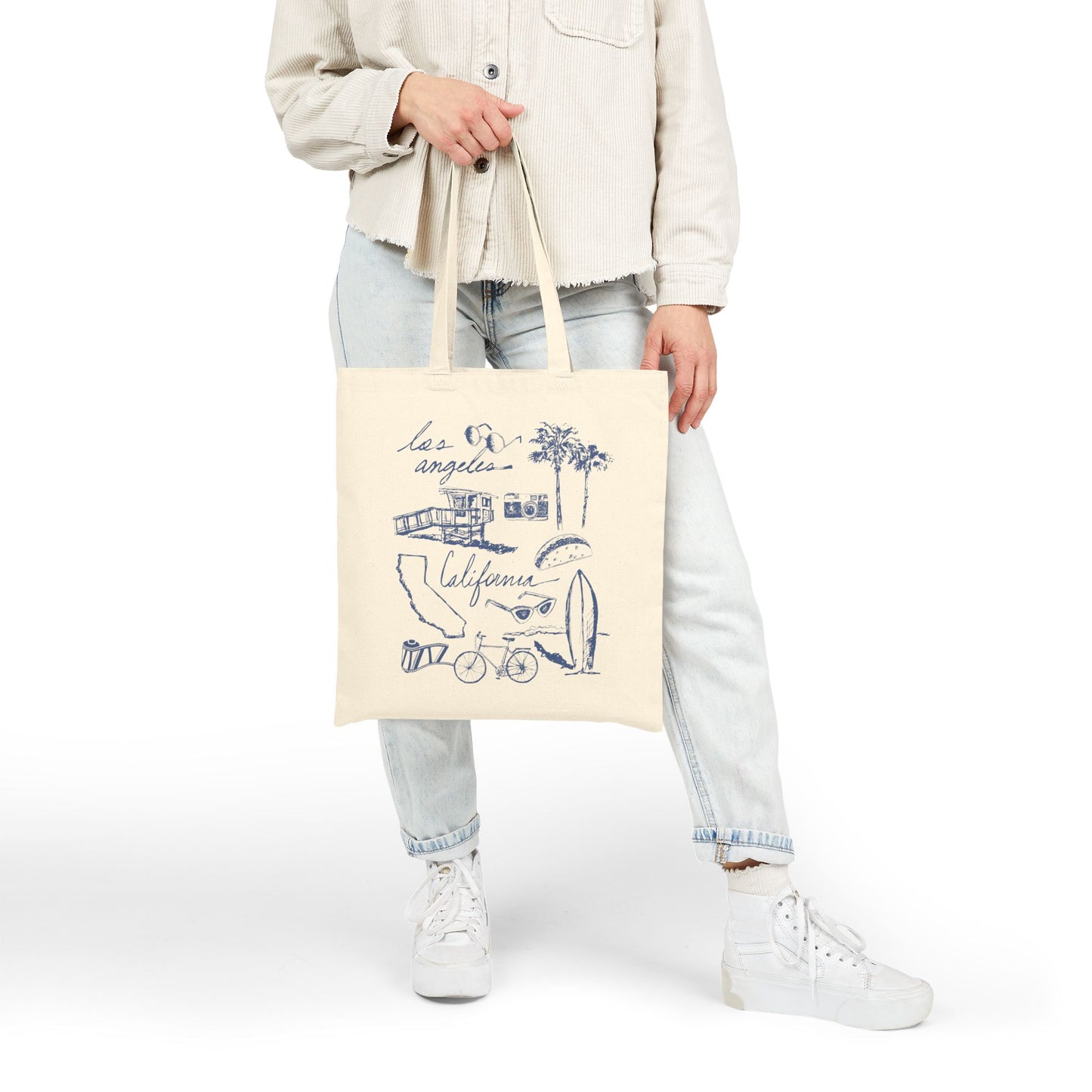 Los Angeles Cali Sketch Art Cotton Canvas Tote Bag