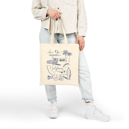 Los Angeles Cali Sketch Art Cotton Canvas Tote Bag