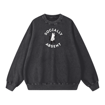 Ghost Cat Acid Wash Oversize Sweatshirt