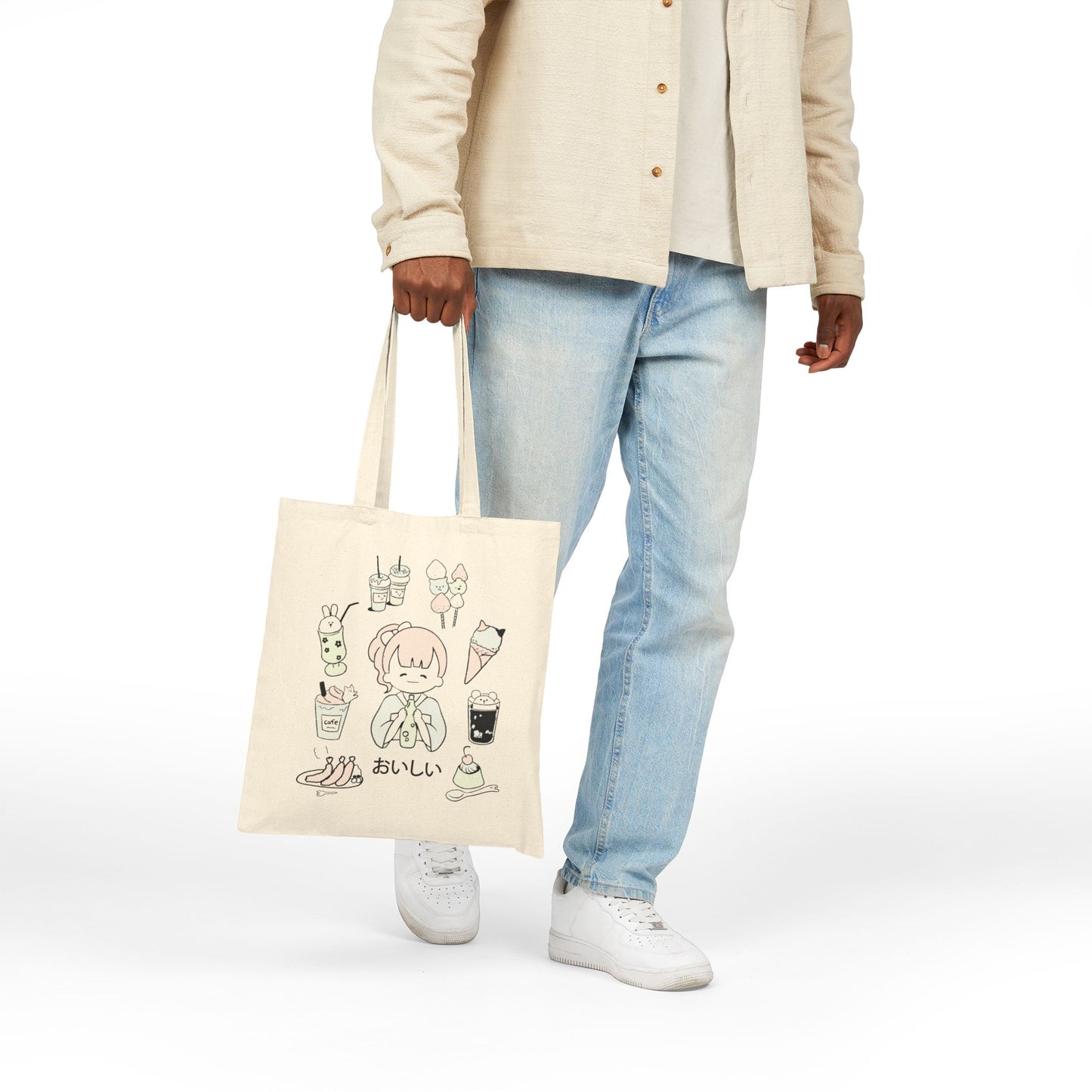 Kawaii "Delicious" Foods Cotton Canvas Tote Bag