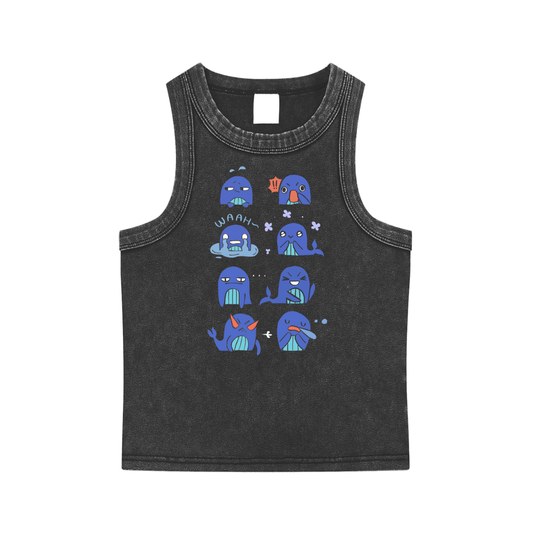 Moody Whale Snow Washed Tank Top
