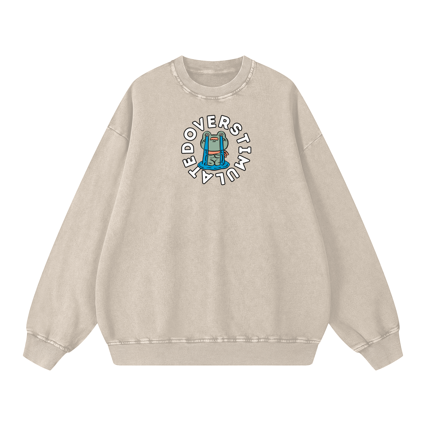 Overstimulated Frog Acid Wash Oversize Sweatshirt