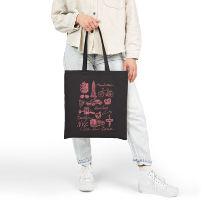 New York City Sketch Art Cotton Canvas Tote Bag