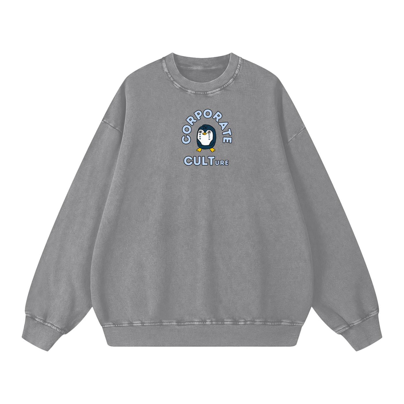 Poor Penguin Acid Wash Oversize Sweatshirt