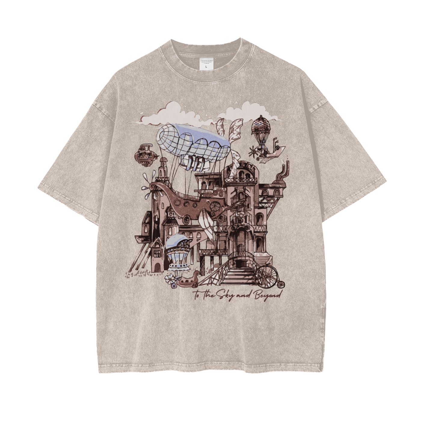 Steampunk City Unisex Oversize Snow Washed T-Shirt
