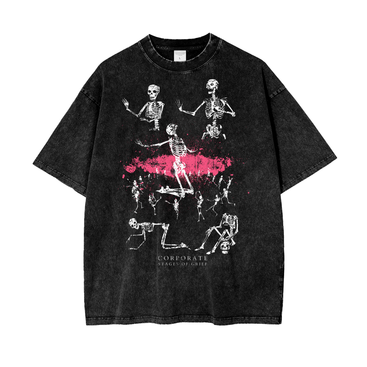 Corporate Grief Skeletons Unisex Oversize Snow Washed T-Shirt