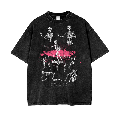 Corporate Grief Skeletons Unisex Oversize Snow Washed T-Shirt