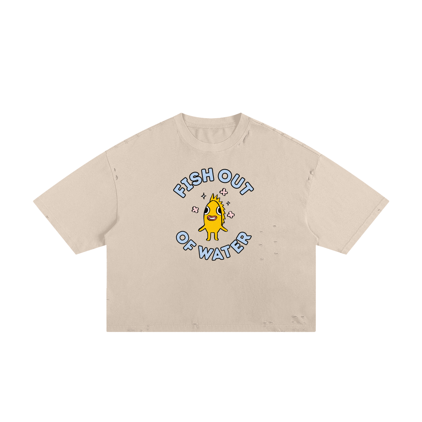 Funny Fish Unisex Classic Frayed Boxy Tee