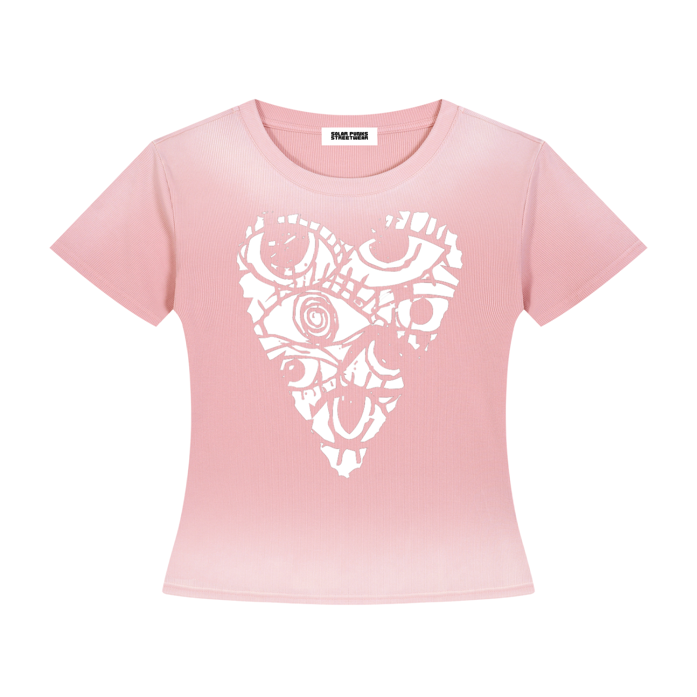 Heart Eyes Grunge Punk Sun-Fade Washed T-Shirt