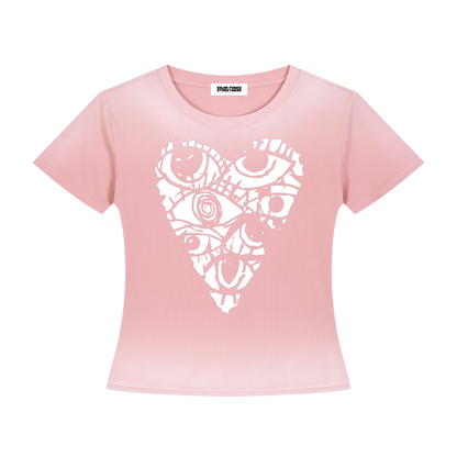 Heart Eyes Grunge Punk Sun-Fade Washed T-Shirt