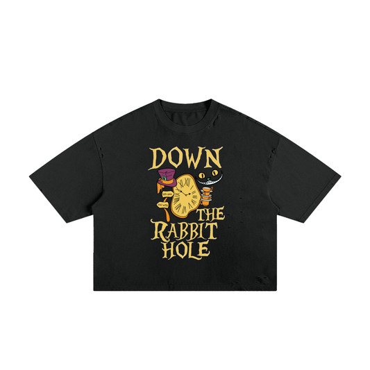 The Rabbit Hole Classic Frayed Unisex Boxy Tee