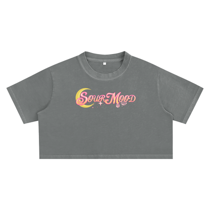 Anime Sour Mood Snow Washed Crop Top