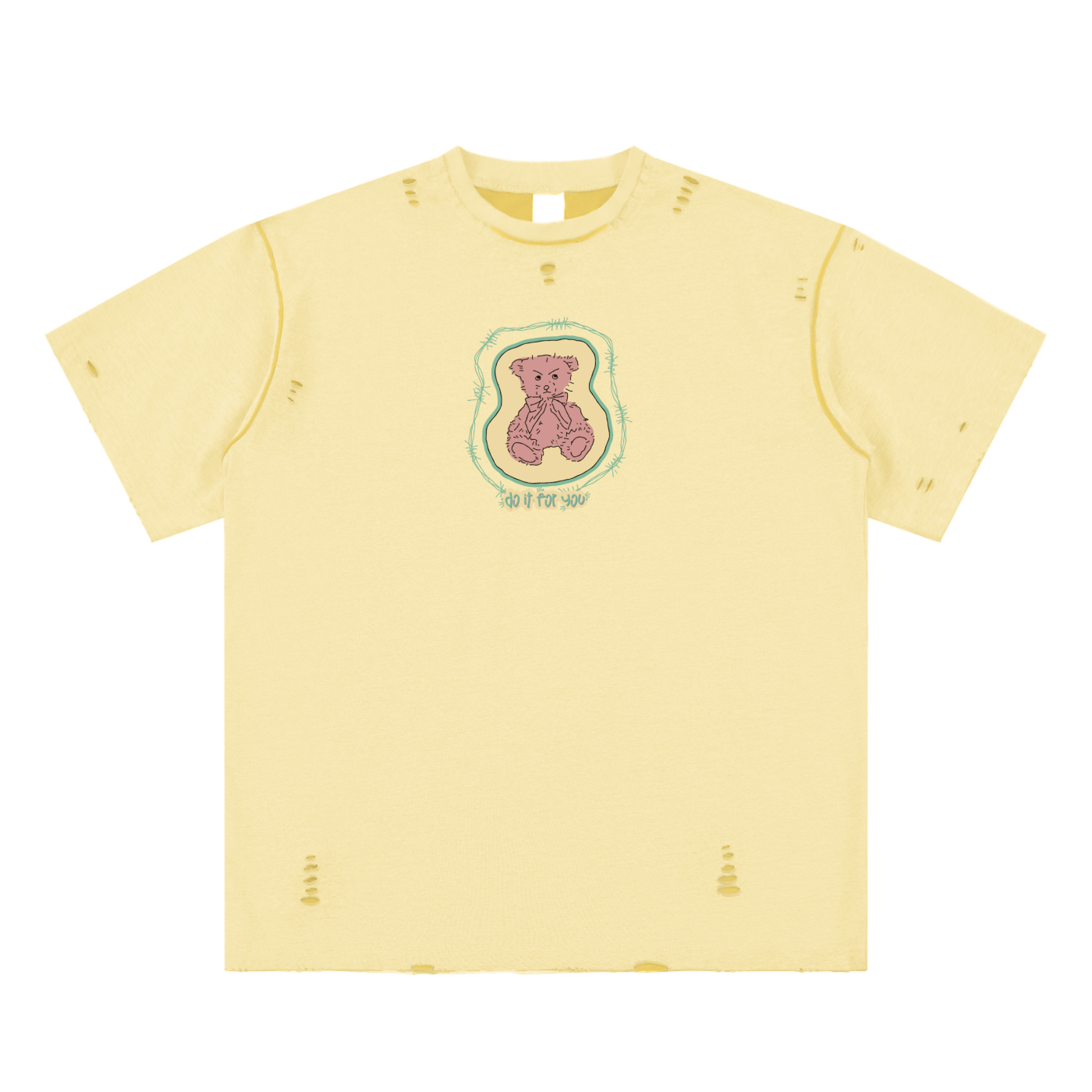 Teddy Bear,C Unisex Reversible Frayed T-shirt