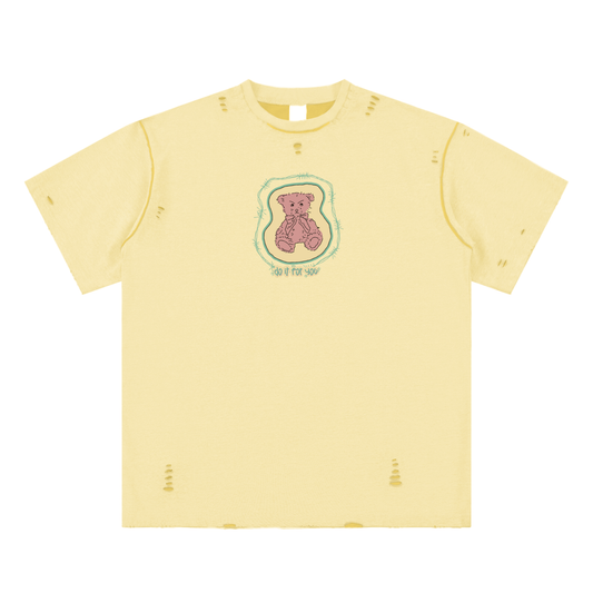 Teddy Bear,C Unisex Reversible Frayed T-shirt