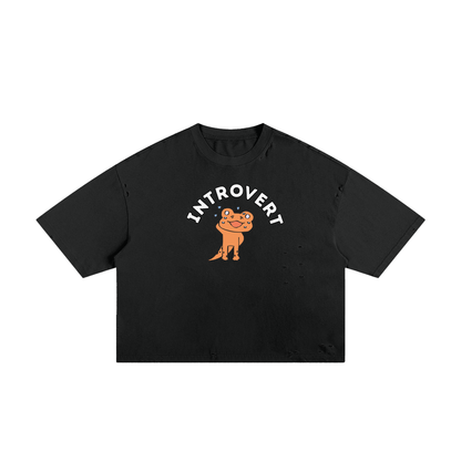 Lizard Introvert Unisex Classic Frayed Boxy Tee
