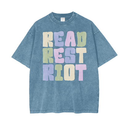 Read Rest Unisex Oversize Snow Washed T-Shirt