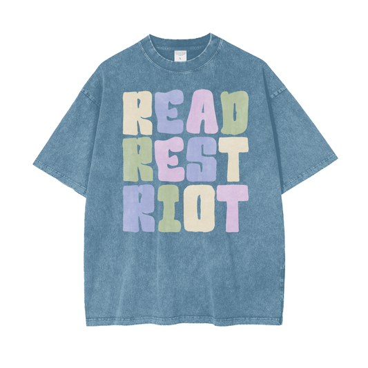 Read Rest Unisex Oversize Snow Washed T-Shirt
