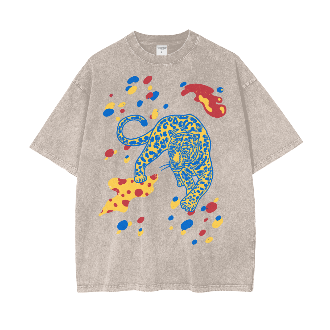 Cheetah Paint Unisex Oversize Snow Washed T-Shirt