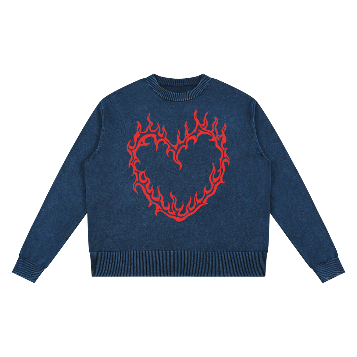 Fire Heart Mineral Wash Oversized Sweater